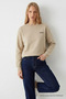 Women's Chest Lettering Printed Cream Sweatshirt - 3