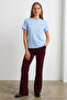 Women's Comfort Fit Basic B.Blue Loose T-Shirt - 5