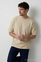 Men's Crew Neck Beige Oversized T-Shirt - 4