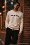 Men's Live İn Love Printed Cream Sweatshirt - 3