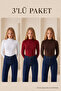 Women's Half Turtleneck Basic 3-Piece Blouse