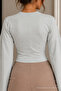 Women's Slim Off-Shoulder Gray Cotton Blouse - 6
