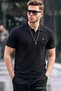Men's Basic Black Comfort Polo Neck T-Shirt
