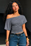 Women's Off-Shoulder Smoked Crop T-Shirt - 5