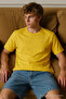 Men's Short Sleeve Comfortable Cotton Yellow T-Shirt