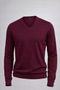 Men's Casual V-Neck Burgundy Knitwear Sweater - 3