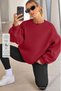 Women's Crew Neck Basic Oversize Sweatshirt Red