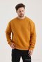 Mustard Crew Neck Oversize Ribbed Basic Men's Sweatshirt - 4