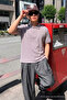 Men's Straight Fit Gray Polo Collar T-Shirt - 3