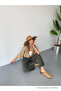 Women's Elastic Waist Loose Khaki Linen Trousers - 4