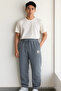 Men's Elastic Waist Loose Gray Sweatpants - 3