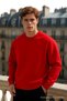 Men's Crew Neck Oversize Red Sweater - 2