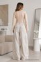 Women's Body-Fitting Short Cut Beige Blouse - 3