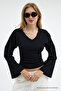 Women's V-Neck Long Sleeve Tight 3-Piece Blouse - 7