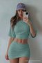 Women's Bat Sleeve Basic Tight 3-Piece Crop Blouse - 6