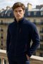 Men's Zippered Basic Navy Blue Loose Fleece