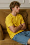 Men's Short Sleeve Comfortable Cotton Yellow T-Shirt - 5