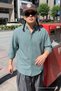 Men's Relax Fit Striped Khaki Casual Linen Shirt - 3