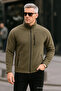 Khaki Color Full Zipper 3 Pocket Fleece - 4
