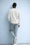Men's Embroidered Shiny Ecru Sweatshirt - 6
