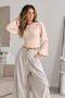Women's Body-Fitting Short Cut Beige Blouse - 4