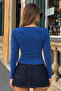 Women's Blue Basic Fitted Blouse - 3