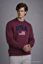Men's America Printed Loose Fit Burgundy Sweatshirt - 2