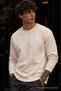 Knitted Winter Casual Ecru Men's Sweatshirt - 6