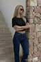 Women's Bodycon Black Crop T-Shirt - 2