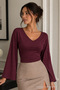 Women's Casual Bodycone Burgundy Knitted Blouse