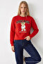 Women's Chiacago Bear Print Red Sweatshirt - 3
