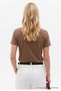 Women's Crew Neck Loose Basic Brown T-Shirt - 3