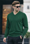 Men's Premium Green V-Neck Knit Sweater