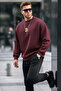 Men's Tiger Printed Loose Fit Burgundy Sweatshirt - 3