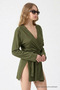 Women's Beach Wear Comfortable Belted Khaki Kimono - 2