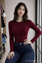 Women's Relax Fit Long Sleeve Burgundy Stylish Blouse - 4