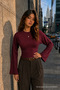 Women's Wing Sleeve Fit Textured Burgundy Blouse - 2