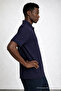 Men's Short Sleeve Loose Navy Blue Polo Collar T-Shirt - 5