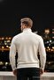 Men's Premium Cream High Neck Loose Knit Sweater - 6
