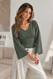 Women's V-Neck Bodycon Khaki Blouse - 4