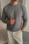 Men's Loose Textured Flare Smoked Sweatshirt