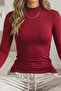 Women's Fit High-Neck Viscose-Based Burgundy Blouse - 6