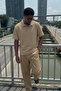Men's Trend Casual Cream Polo Neck T-Shirt - 4