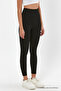 Black High Waist Ribbed Tights with Elastic Waist - 6