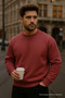 Men's Oversize Winter Dusty Rose Long Sweater - 5