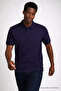 Men's Short Sleeve Loose Navy Blue Polo Collar T-Shirt - 3