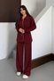 Oversize Zippered Lace-Up Waist Polo Collar Modal Women's Suit 1196 Claret Red - Premium Series - 5