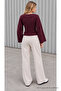 Women's Stylish Body-Hugging V-Neck Burgundy Blouse - 3