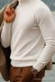 Men's High-Neck Casual White Knit Sweater - 6