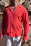 Men's Fuchsia Linen Textured Comfortable Fit Summer Shirt - 2